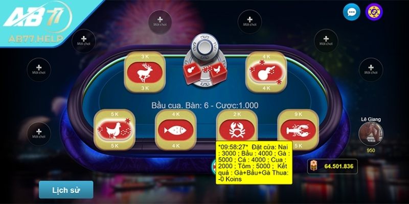 Bầu Cua AB77 - Giải Trí Casino Live Online Siêu Đơn Giản 3 Linh hoạt các mức cược hợp lý theo từng ván